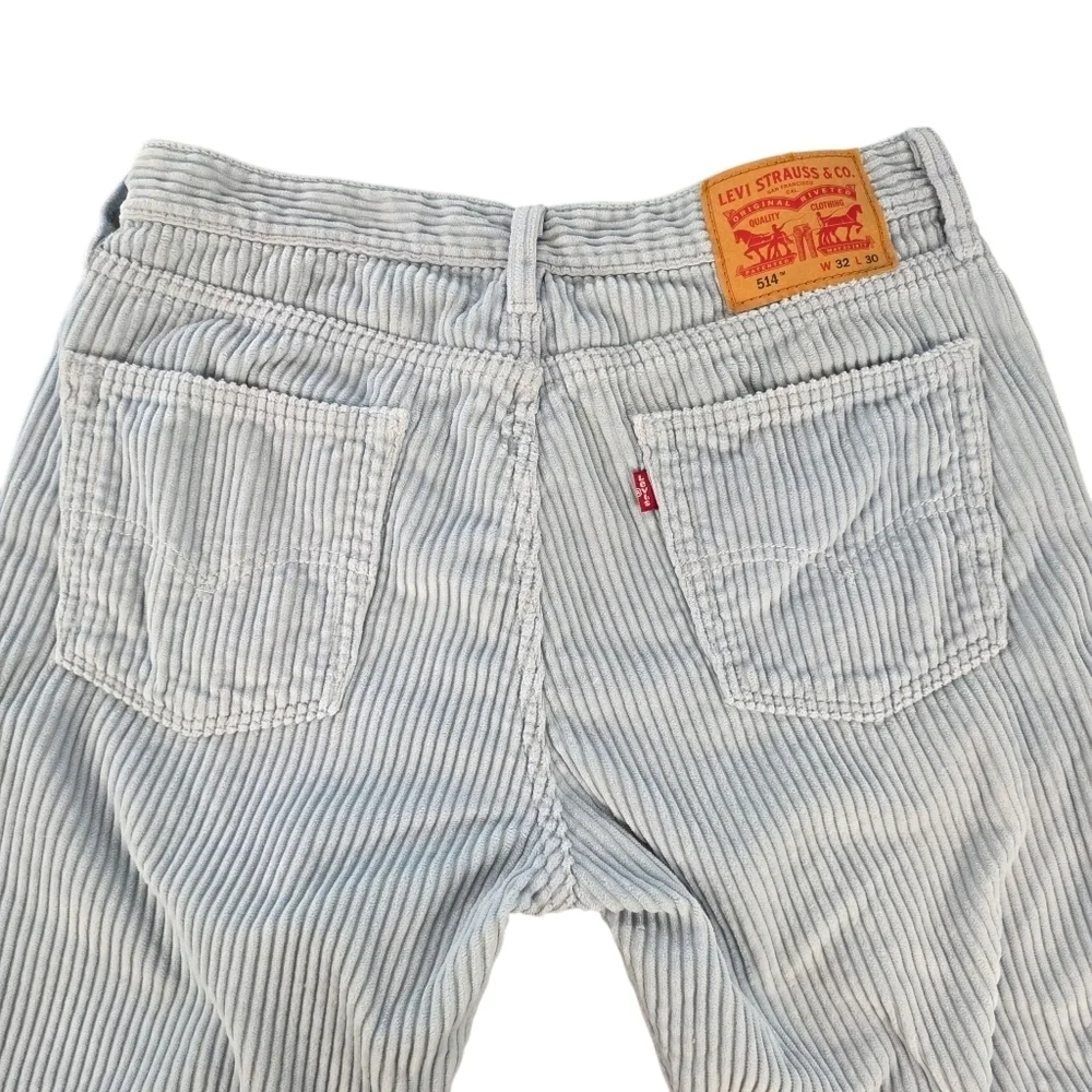Levi's 514 Men's Corduroy Pants | W32 L30 | Light Blue Straight Leg